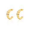 304 Stainless Steel Rhinestone Arch Stud Earrings GH0398-1-1
