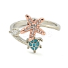 Turtle & Starfish Enamel Rotatable Cuff Rings for Women RJEW-M016-08P-3