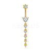 304 Stainless Steel Pave Clear Cubic Zirconia Curved Barbell Dangle Belly Rings FS-WG7A03F-12-1