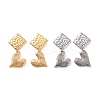 304 Stainless Steel Heart with Rhombus Dangle Stud Earrings for Women EJEW-G328-20-1