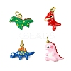 4Pcs 4 Style Dinosaur Rack Plating Brass Enamel Pendants KK-CJ0003-32-8
