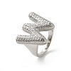 Letter Brass Micro Pave Clear Cubic Zirconia Open Cuff Ring for Women RJEW-N046-03W-P-1