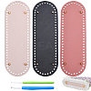 3Pcs 3 Colors Oval PU Leahter Knitting Crochet Bags Bottom AJEW-CL0001-77-1