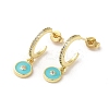 Ring & Evil Eye Real 18K Gold Plated Brass Stud Earrings EJEW-L268-037G-02-1