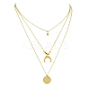 304 Stainless Steel Moon Pendant Triple Layered Necklace with Glass for Women NJEW-JN03871-2