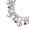 Heart 304 Stainless Steel Figaro & Ball Chains Double Layers Bracelets BJEW-JB13177-01-4