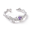 Cubic Zirconia Open Cuff Ring RJEW-D119-06P-2