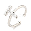 Rack Plating Brass Open Cuff Rings for Women RJEW-F162-01P-T-1