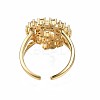 Real 18K Gold Plated Brass Hollow Flat Round Cuff Ring RJEW-S045-129-NF-4