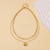 304 Stainless Steel Bowknot Pendant Necklaces NJEW-L182-001G-07-4