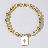 Personality Brass Round Bead Beaded Stretch Bracelets ST0339-8-1