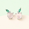 Brass Micro Pave Cubic Zirconia Apple Stud Earrings EJEW-L278-04P-2
