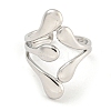 Non-Tarnish 304 Stainless Steel Teardrop Open Cuff Ring for Women RJEW-A043-14P-2