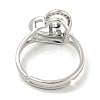 Heart with Letter Rack Plating Brass Micro Pave Cubic Zirconia Adjustable Rings for Women RJEW-I105-06P-Y-3