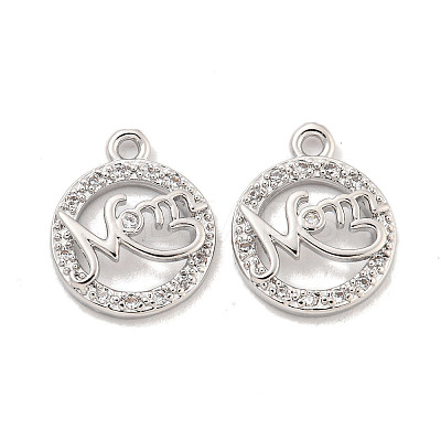 Mother's Day Brass Micro Pave Clear Cubic Zirconia Pendants KK-Z044-12P-1