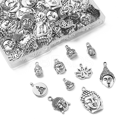 100Pcs 10 Styles Tibetan Style Zinc Alloy Charms TIBEP-CJ0003-08-1