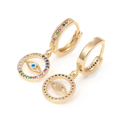 Brass Micro Pave Cubic Zirconia Huggie Hoop Earrings EJEW-G276-15G-1