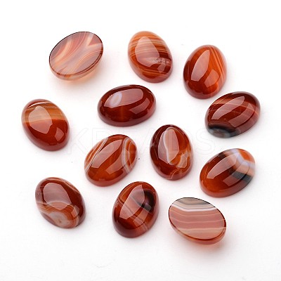 Natural Striped Agate/Banded Agate Oval Cabochons G-L394-02-18x13mm-1