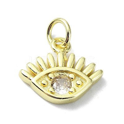 Eye Theme Brass Micro Pave Cubic Zirconia Charms KK-H475-58G-10-1
