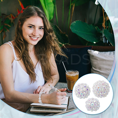 30Pcs 3 Styles Acrylic & Resin with Rhinestone Round Beads OACR-PH0004-27-1
