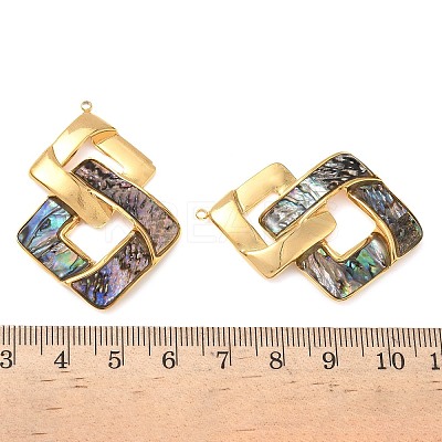 304 Stainless Steel Pave Natural Paua Shell Pendants STAS-L026-01G-02-1