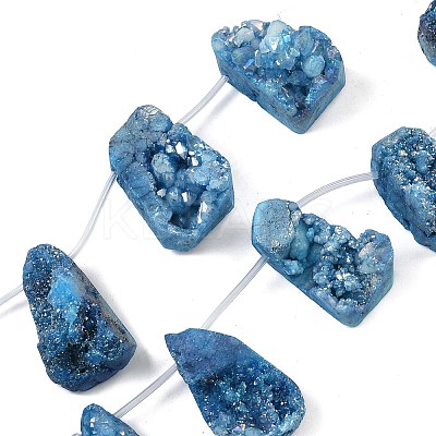 Electroplated Natural Druzy Agate Beads Strands G-N0259-08-1