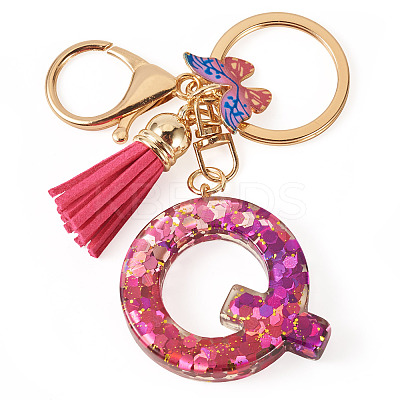 Alloy Resin Butterfly Keychains KEYC-TADJ0002-02G-Q-1