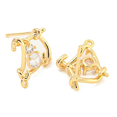 Brass Micro Pave Cubic Zirconia Stud Earring Findings LS-KK-U015-06G-1