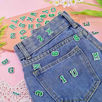 36Pcs 2 Sets 2 Styles Letter A~Z & Number 0~9 Polyester Embroidery Sew On Patches Sets PATC-TA0001-55C-1