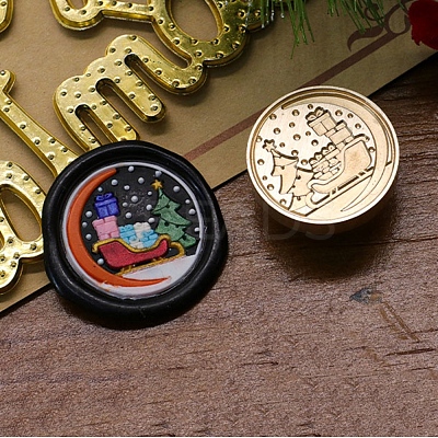 Christmas Series Wax Seal Brass Stamp Head LS-AJEW-M037-01G-15-1