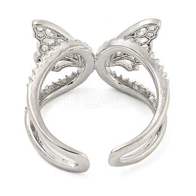 304 Stainless Steel Cubic Zirconia Open Cuff Ring for Women LS-RJEW-S406-05P-01-1