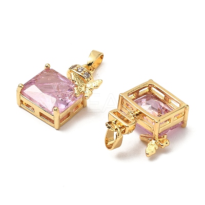 Brass Micro Pave Cubic Zirconia Pendants KK-G533-13G-02-1
