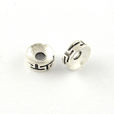 Flat Round Tibetan Style Alloy Spacers Beads X-TIBEB-Q066-06AS-LF-1