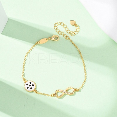 Sports Brass Micro Pave Cubic Zirconia Infinity Link Bracelets BJEW-D386-01E-G-1