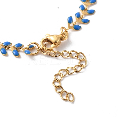 Enamel Ear of Wheat Link Chain Necklace NJEW-P220-02G-06-1