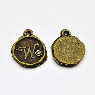 Antique Bronze Plated Alloy Rhinestone Charms ALRI-J152-W-NF-1