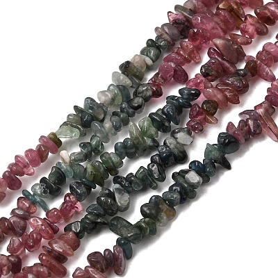 Natural Multicolor Tourmaline Chip Bead Strands G-M298-15-1