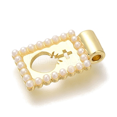 Rack Plating Brass with Glass Pearlized Beads Pendants KK-I720-52G-02-1