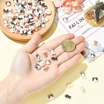 100Pcs Cat & Fish Resin Cabochons MRMJ-CJ0001-40-1