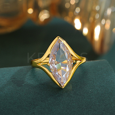 Adjustable Brass Pave Clear Cubic Zirconia Finger Rings WGA0EFE-01-1