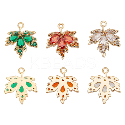 6Pcs 3 Colors Brass Micro Pave Cubic Zirconia Pendants KK-BC0010-52-1