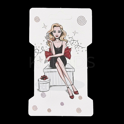Rectangle Girl Print Paper Hair Clip Display Cards CDIS-M007-03D-1