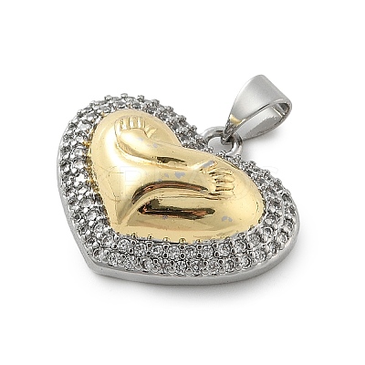 Brass Micro Pave Cubic Zirconia Pendants KK-C091-02-PG-1