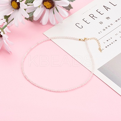 Natural Rose Quartz Beaded Necklaces NJEW-JN03315-02-1