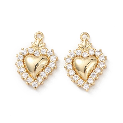 Rack Plating Brass Micro Pave Clear Cubic Zirconia Pendants KK-L155-52G-1