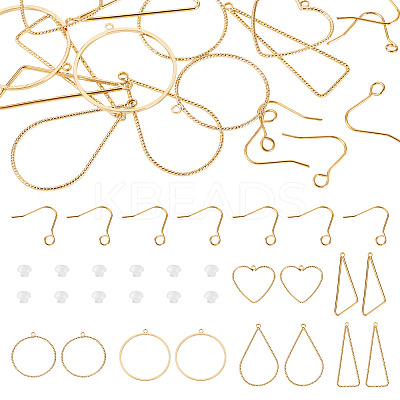 DIY Heart Triangle Teardrop Brass Dangle Earring Making Kits DIY-TA0012-94-1