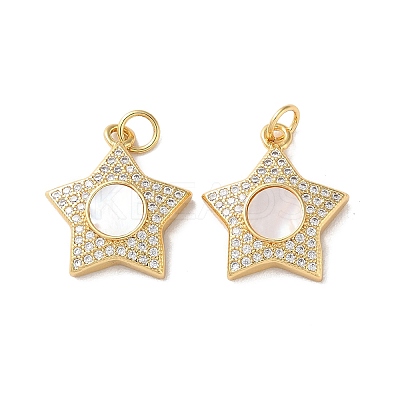 Brass Micro Pave Cubic Zirconia Pendants KK-B083-25A-G-1