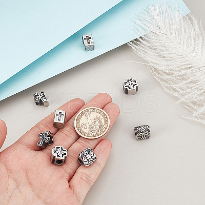 8Pcs 4 Styles 304 Stainless Steel European Beads STAS-GA0001-81-1