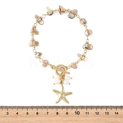 Summer Beach 304 Stainless Steel Starfish Charm OT Bracelets BJEW-JB14373-01-1