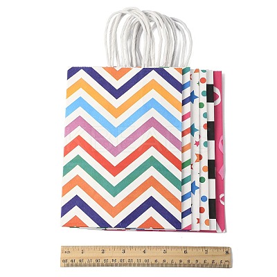 12Pcs 6 Colors Print Paper Packing Tote Bags CARB-FS0001-05-1